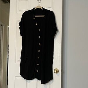 Cupshe Black Button-Up Cover-Up
